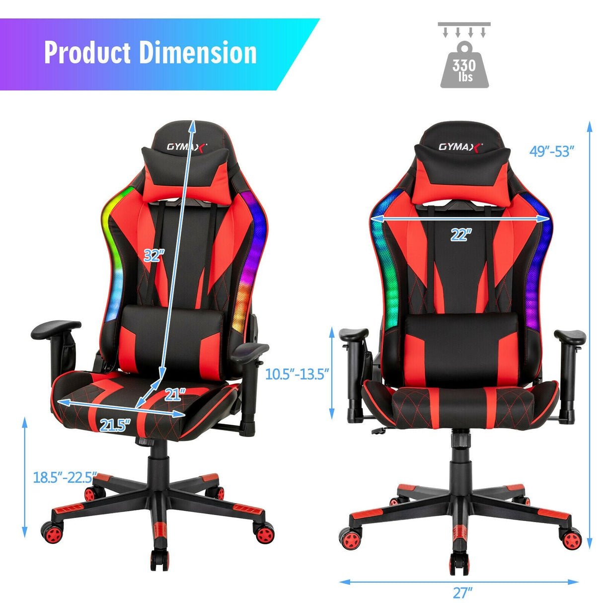 Silla Gamer Ajustable Giratoria para Computadora con Luces LED Dinámicas