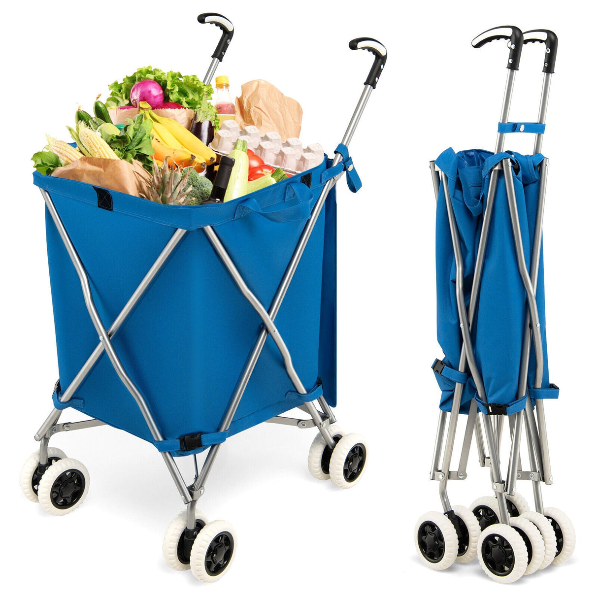 Carro de compras plegable con bolsa de lona extraíble resistente al agua