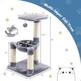 Árbol rascador multinivel con postes rascadores y hamaca para gatos