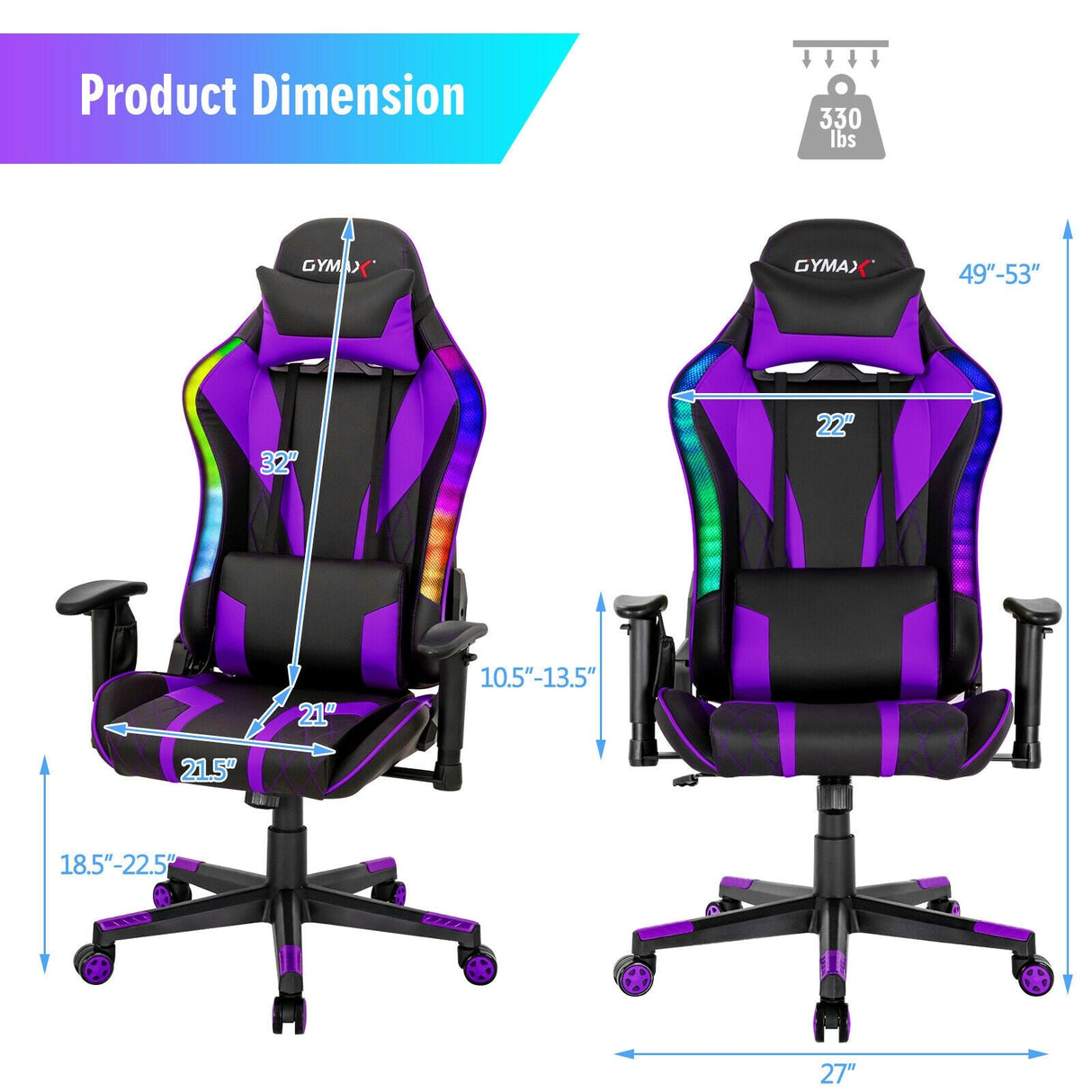 Silla Gamer Ajustable Giratoria para Computadora con Luces LED Dinámicas