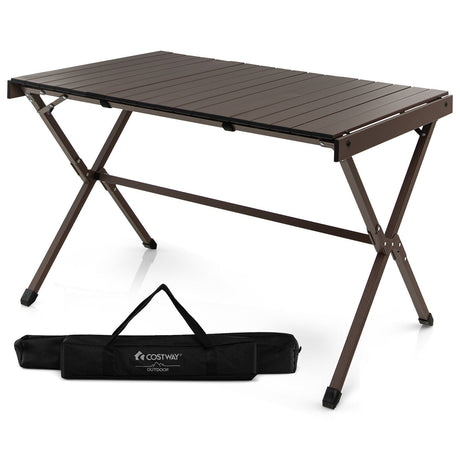 Mesa de camping portátil de aluminio para 4-6 personas con bolsa de transporte