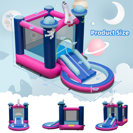 Castillo hinchable espacial 3 en 1 con soplador de 480W