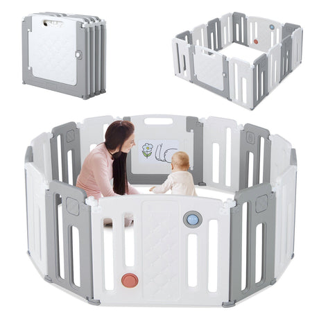 Centro de actividades y juegos de seguridad para niños de 14 paneles con tablero de dibujo
