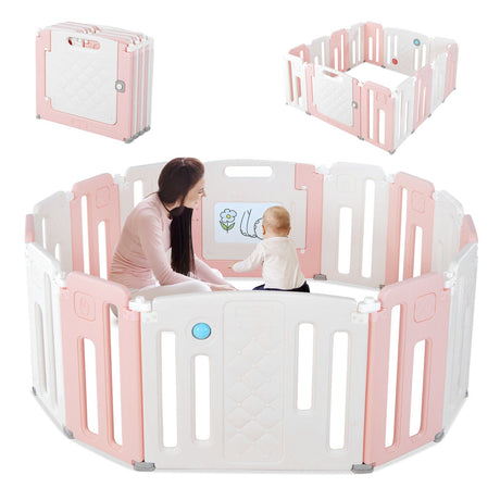 Centro de actividades y juegos de seguridad para niños de 14 paneles con tablero de dibujo