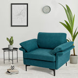 Sillón moderno de tela con muelles distribuidos originales y cojines en los reposabrazos