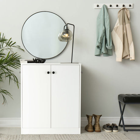Mueble Bajo de Almacenamiento de 2 Puertas con Estante de 3 Niveles - Blanco