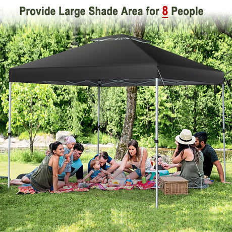 Carpa Cenador Pop-up de 2 Niveles de 3 x 3 metros con Bolsa de Transporte con Ruedas - Negro