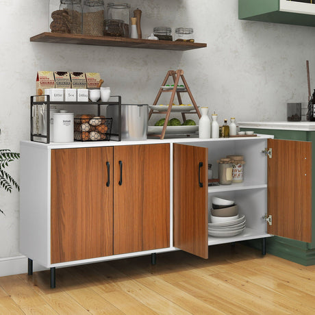 Aparador de cocina de 4 puertas para comedor y cocina - Blanco