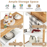 3-Tier Kitchen Island Cart Rolling Service Trolley with Bamboo Top