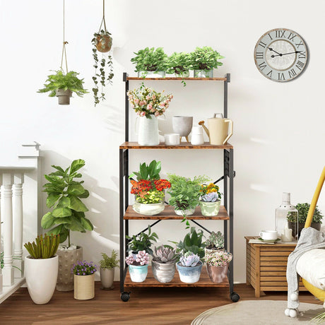 Estantería de cocina de 4 niveles con ruedas
