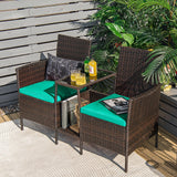 Sofá de mimbre de ratán para patio con cojines, sofá de dos plazas y mesa de vidrio