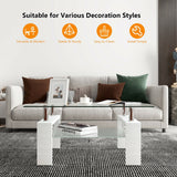 Rectangular Tempered Glass Coffee Table with Shelf
