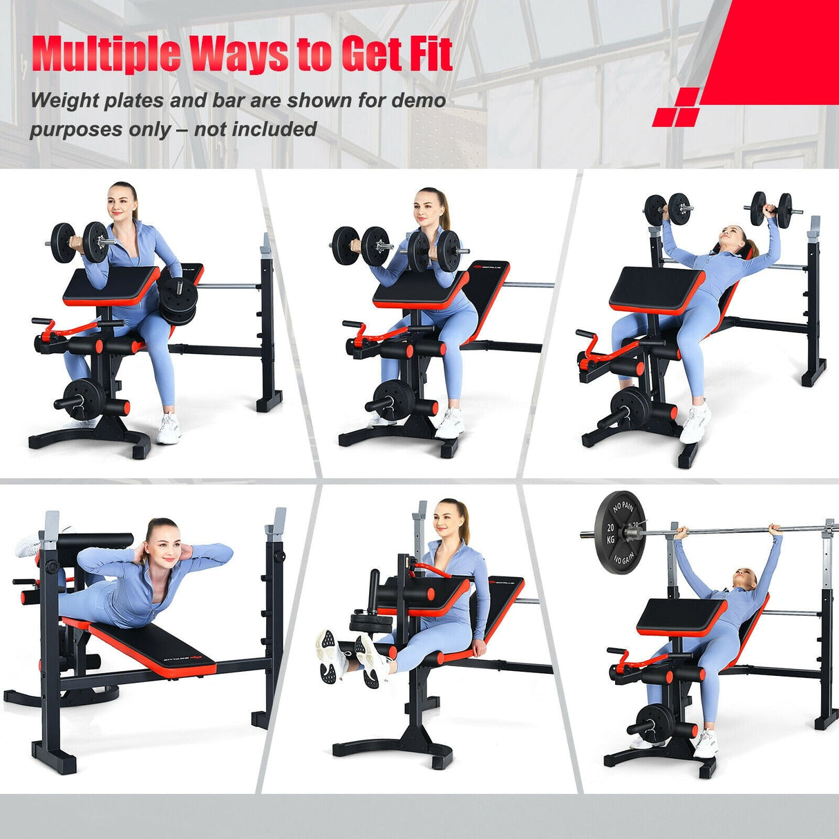 Banco de pesas olímpico ajustable para ejercicio de cuerpo completo y entrenamiento de fuerza