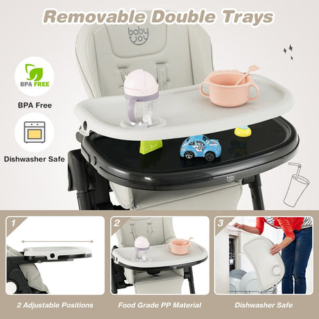 Trona de bebé 4 en 1 con 6 alturas ajustables