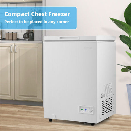 Congelador horizontal compacto de 3.5 pies cúbicos con cesta de almacenamiento extraíble