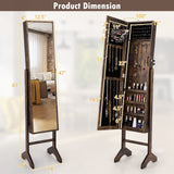 Free-Standing Jewelry Cabinet with Full-Length Mirror and Lockable Door