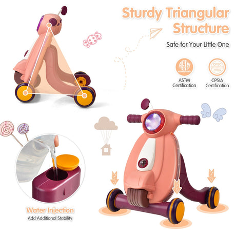 Andador de aprendizaje 2 en 1 con luces y sonidos para bebés