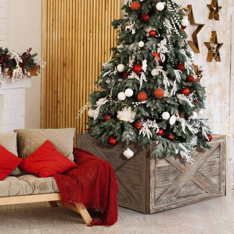 Caja de madera para el tronco del árbol de 28.5 pulgadas para uso en interiores y exteriores