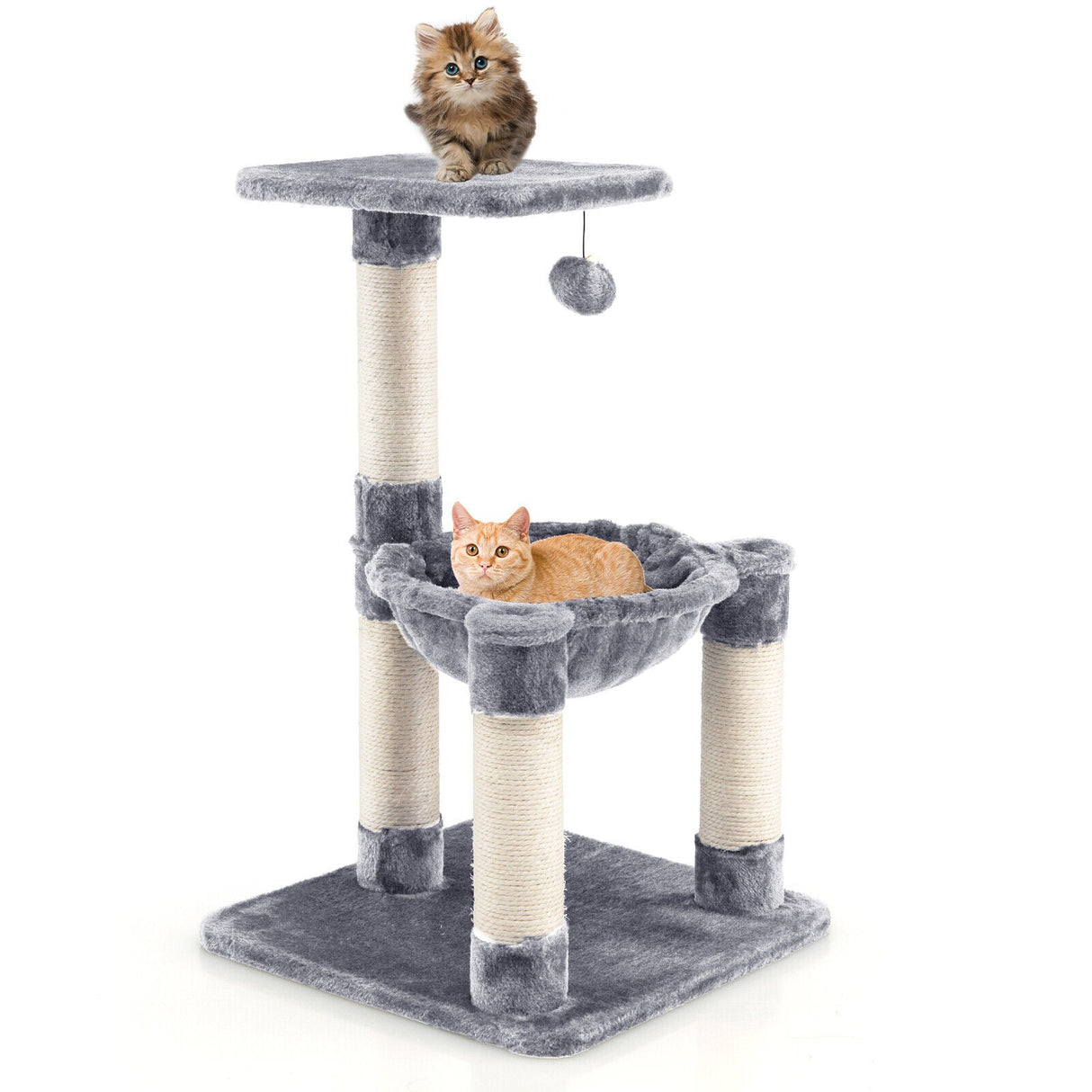 Árbol rascador multinivel con postes rascadores y hamaca para gatos