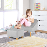 Sillón Sofá Infantil Tapizado en Terciopelo Suave con Otomana