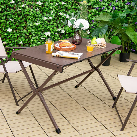 Mesa de camping portátil de aluminio para 4-6 personas con bolsa de transporte