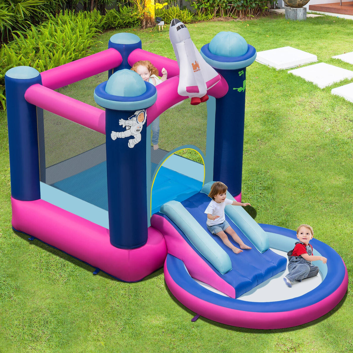 Castillo hinchable espacial 3 en 1 con soplador de 480W