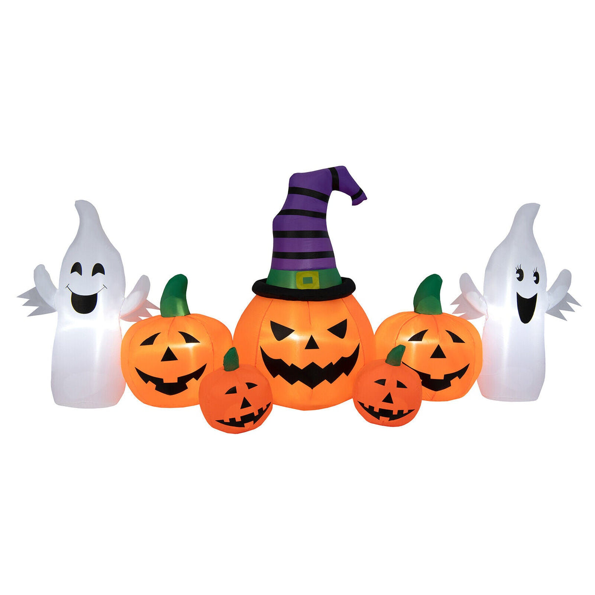 Calabazas Hinchables de Halloween de 2.74 metros de Largo con 2 Fantasmas