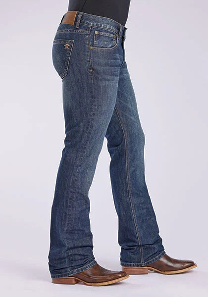 Tin Haul 1660 Jagger Fit Embroidered Pocket (Dark Wash) - Jeans vaqueros bootcut para hombre