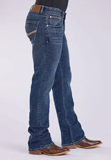 Jeans Tin Haul 1661 Jagger elásticos de corte de bota con bolsillo en V, para hombre (lavado medio)