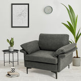 Sillón moderno de tela con muelles distribuidos originales y cojines en los reposabrazos