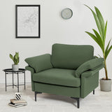 Sillón moderno de tela con muelles distribuidos originales y cojines en los reposabrazos