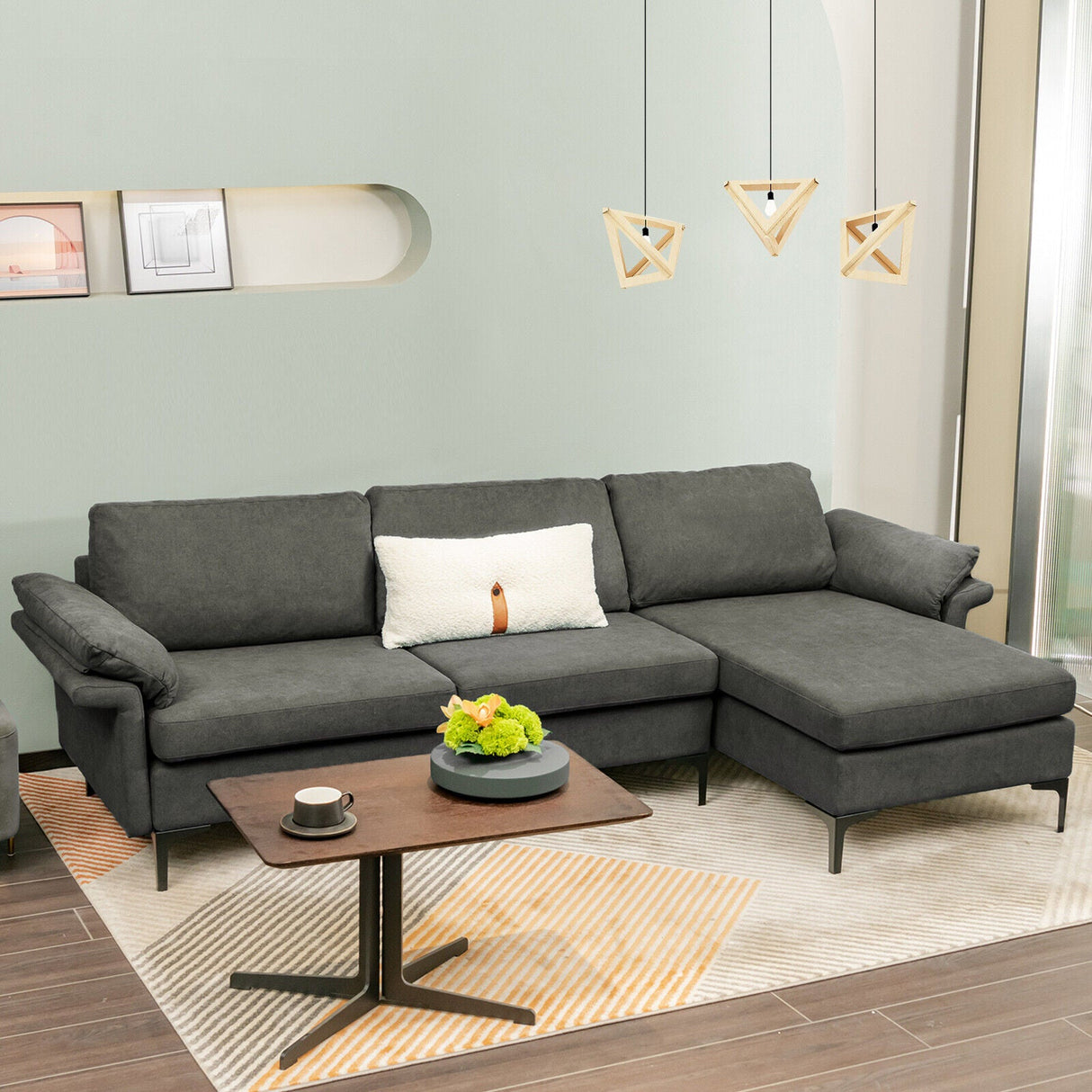 Sofá seccional modular extra grande en forma de L con chaise reversible para 4-5 personas