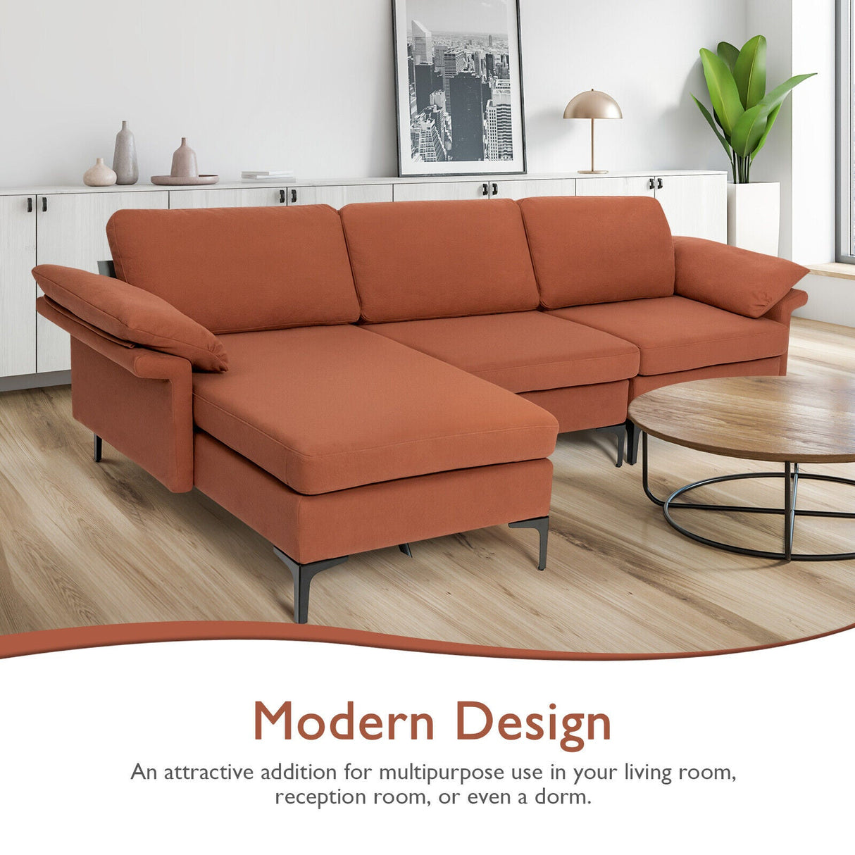 Sofá seccional modular extra grande en forma de L con chaise reversible para 4-5 personas