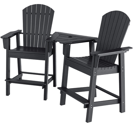 2 sillas Adirondack altas de HDPE con bandeja central de conexión