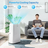 Aire acondicionado portátil 3 en 1 de 9000 BTU con control remoto - Blanco