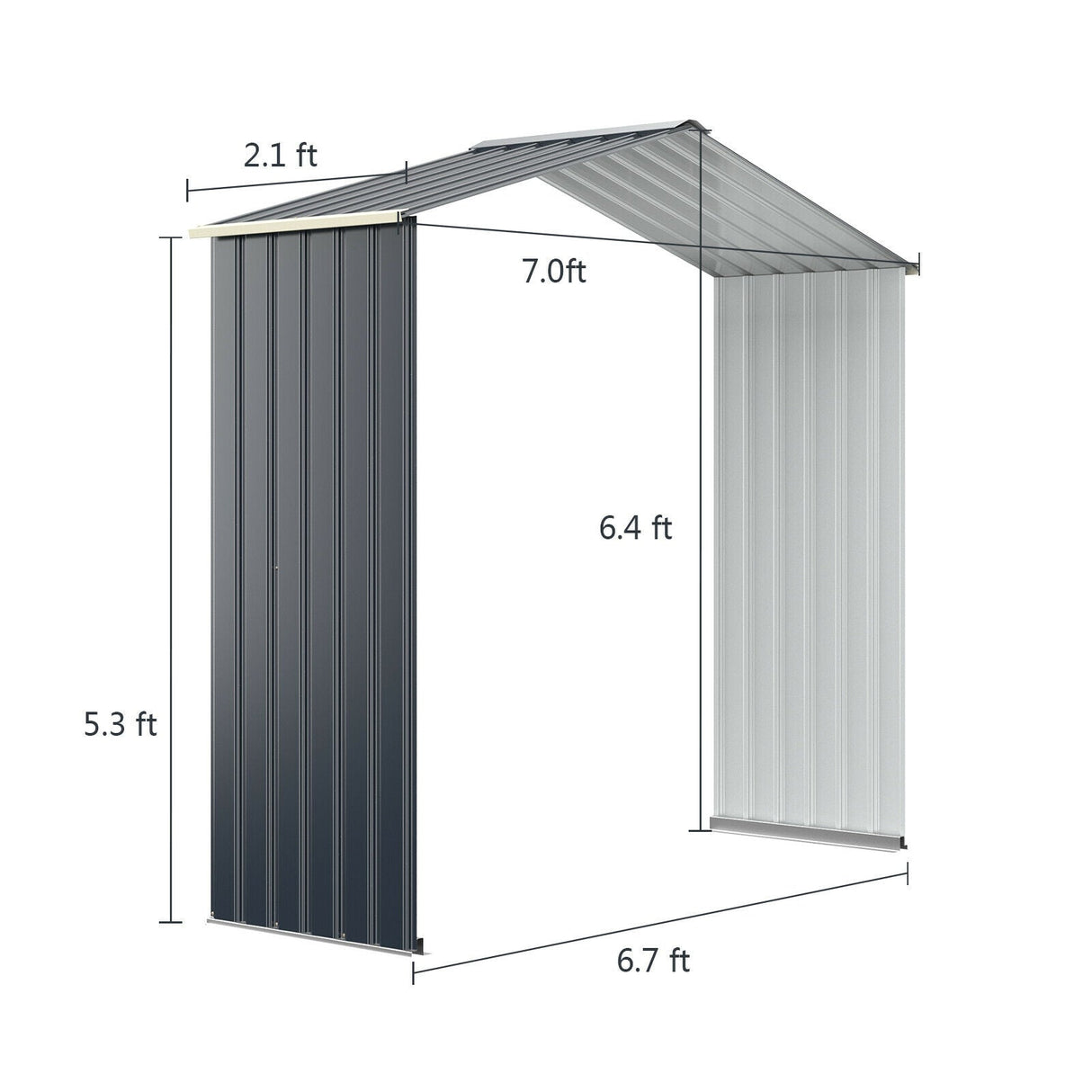 Kit de extensión para cobertizo de almacenamiento exterior para cobertizos de 2,13 metros de ancho