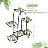 Estante para plantas de 6 niveles con almohadillas ajustables para los pies - Negro
