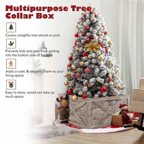 Caja de madera para el tronco del árbol de 28.5 pulgadas para uso en interiores y exteriores