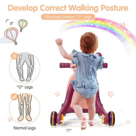 Andador de aprendizaje 2 en 1 con luces y sonidos para bebés