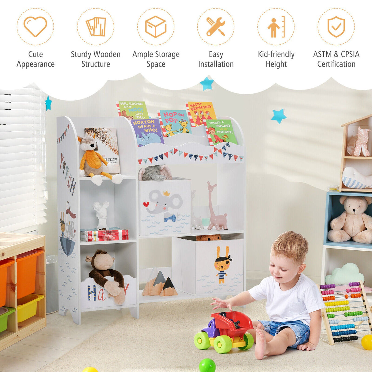 Mueble Organizador de Madera para Niños con Contenedores