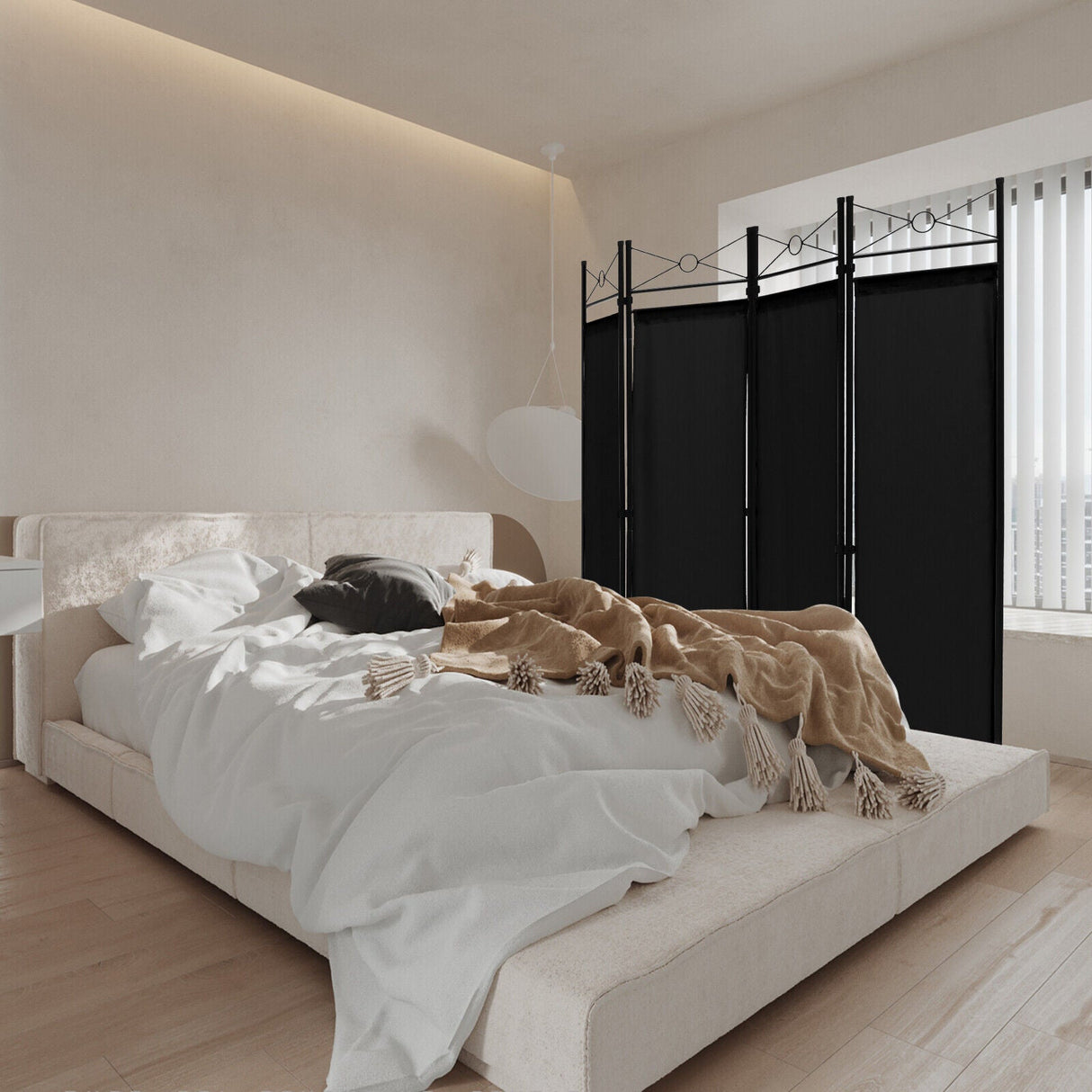 Divisor de habitación plegable independiente de 6 pies con 4 paneles