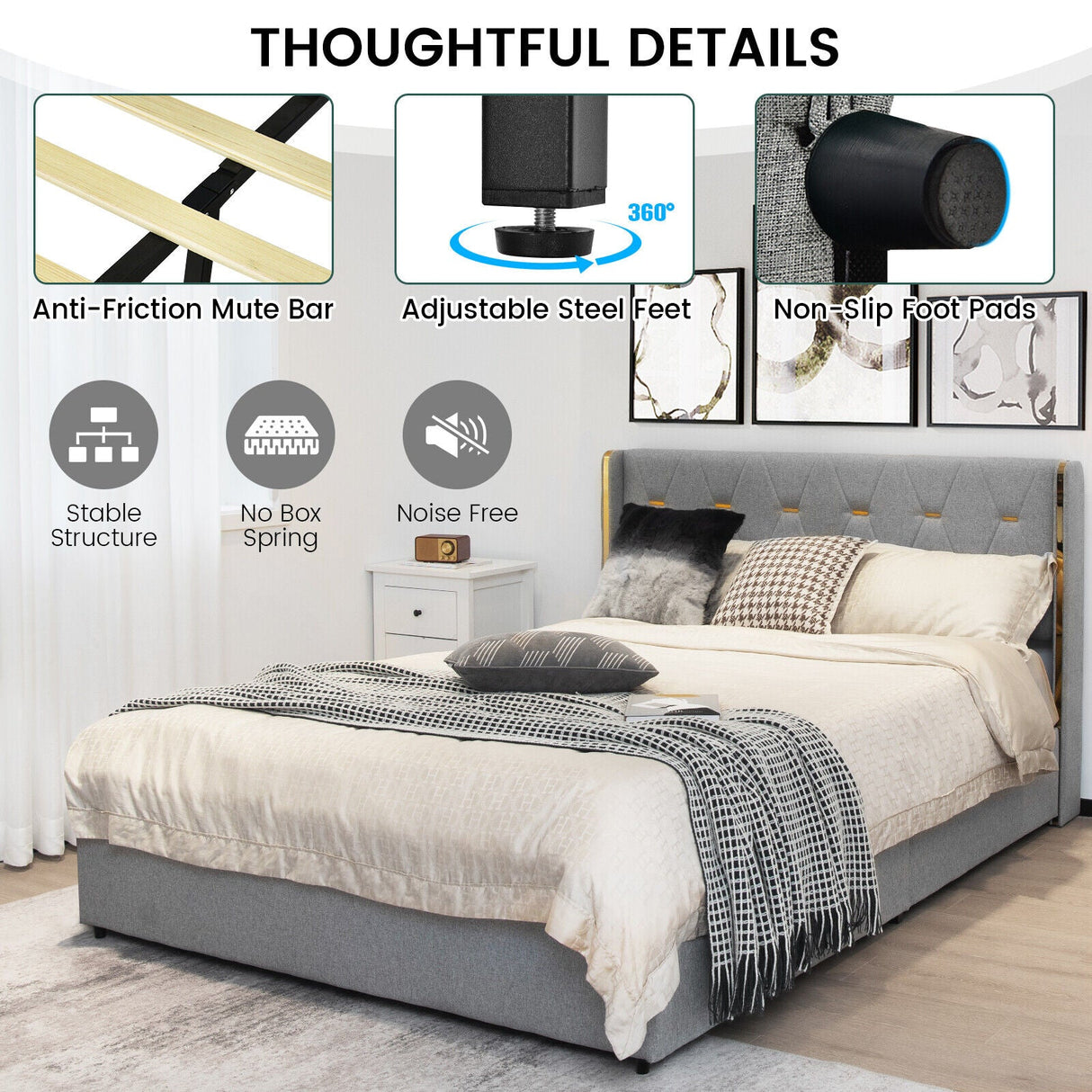 Base de cama para colchón con 4 cajones de almacenamiento