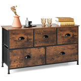 Organizador de Cómoda con 5 Cajones y Tapa de Madera-Marrón Rústico