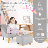Sillón Sofá Infantil Tapizado en Terciopelo Suave con Otomana