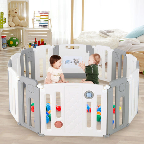 Centro de actividades y juegos de seguridad para niños de 14 paneles con tablero de dibujo