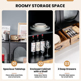Aparador Industrial de Cocina con Puertas de Vidrio Templado - Negro