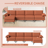Extra Large L-shaped Sectional Sofa with Reversible Chaise and 2 USB Ports for 4-5 People