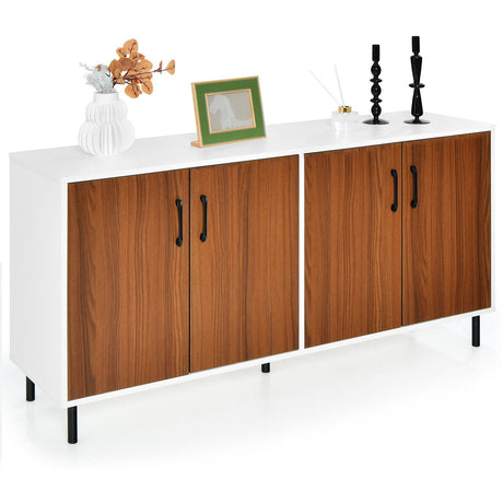 Aparador de cocina de 4 puertas para comedor y cocina - Blanco
