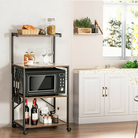 Estantería de cocina de 4 niveles con ruedas