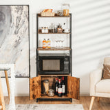 4-Tier Industrial Kitchen Bakers Rack Microwave Oven Stand-Brown